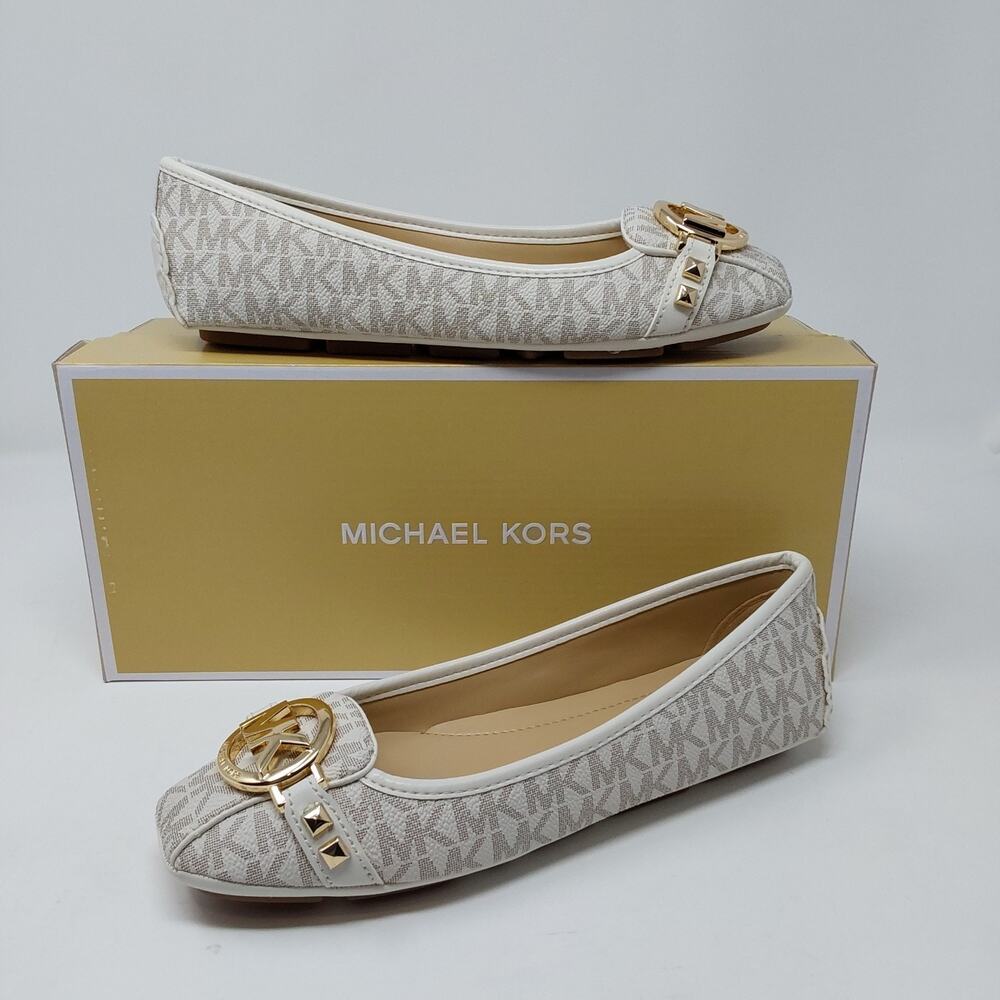 Michael Kors Fulton Moc Vanilla MK Logo Flats Womens Size 6M